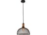 Adesso Dale Matte Black Natural Rubber Wood Dome Pendant