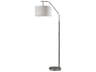 Adesso Max Brushed Steel White Textured Fabric Floor Lamp