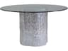 Artistica Trunk Segment Round Glass White Fossilized Shell With Silver Leaf Dining Table