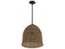 Avenue Lighting Malibu 1-Light Natural Hemp Rope Brown Bell Pendant