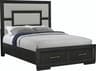 Avalon Furniture Brushed Charcoal Black Oak Wood Upholstered Queen Panel Bed