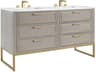 BEMMA Markham 60" Cashmere Grey Satin Brass Vanity