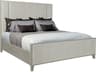 Bernhardt Linea Cerused Greige Beige Oak Wood Upholstered King Panel Bed