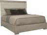 Bernhardt Linea Channel Cerused Greige Beige Oak Wood Upholstered Queen Platform Bed