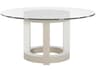 Bernhardt Axiom Round Glass Linear Gray White Dining Table