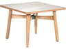 Barlow Tyrie Monterey Square Dining Table Natural Teak Frost Ceramic with Umbrella Hole