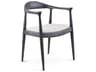Villa & House Danish Mahogany Wood Black Upholstered Arm Dining Chair