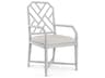 Villa & House Mahogany Wood Gray Upholstered Arm Dining Chair
