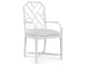 Villa & House Mahogany Wood White Upholstered Arm Dining Chair