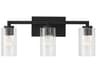 Capital Lighting Ravenwood 3-Light Black Iron Glass Vanity Light