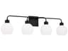 Capital Lighting Tanner 4-Light Matte Black Glass Vanity Light