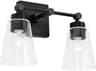 Capital Lighting Rory 2-Light Matte Black Glass Vanity Light