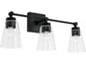 Capital Lighting Rory 3-Light Matte Black Glass Vanity Light