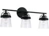 Capital Lighting Madison 3-Light Matte Black Glass Vanity Light
