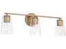 Capital Lighting Portman 3-Light Aged Brass Glass Vanity Light