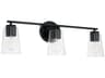 Capital Lighting Portman 3-Light Matte Black Glass Vanity Light