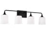 Capital Lighting Presley 4-Light Matte Black Glass Vanity Light