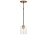 Capital Lighting Greyson 1-Light Aged Brass Glass Cylinder Mini Pendant