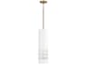 Capital Lighting Dash 1-Light Aged Brass White Cylinder Mini Pendant