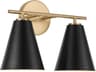 Capital Lighting Charlie 2-Light Matte Brass And Black Vanity Light
