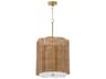 Cyan Design Boracay 4-Light Natural Cane Antique Brass Brown Drum Pendant