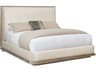 Caracole Classic The Stage Is Set Ash Driftwood White Wood Upholstered Queen Platform Bed