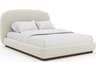 Caracole Botero Retro Walnut White Wood Upholstered Queen Platform Bed