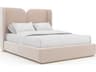 Caracole Oblique Soft Silver Paint Gloss Beige Upholstered Queen Platform Bed
