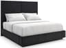 Caracole Meet U In Middle Black Stain Ash Wood Upholstered Queen Platform Bed