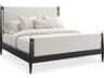 Caracole Modern Principles Rhythm Black Stained Ash Beige Wood Upholstered King Poster Bed