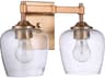 Craftmade Stellen 2-Light Satin Brass Glass Vanity Light