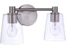 Craftmade Emilio 2-Light Brushed Polished Nickel Glass Vanity Light
