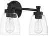 Craftmade Henning 2-Light Flat Black Glass Vanity Light