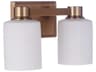 Craftmade Bretton 2-Light Satin Brass Glass Vanity Light