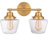 Craftmade Essex 2-Light Satin Brass Glass Vanity Light