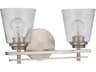 Craftmade Drake 2-Light Brushed Polished Nickel Glass Vanity Light