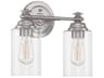Craftmade Dardyn 2-Light Brushed Polished Nickel Glass Vanity Light