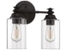 Craftmade Dardyn 2-Light Flat Black Glass Vanity Light