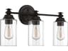 Craftmade Dardyn 3-Light Flat Black Glass Vanity Light