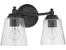 Craftmade Tyler 2-Light Flat Black Glass Vanity Light