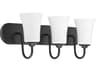 Craftmade Gwyneth 3-Light Flat Black Glass Vanity Light