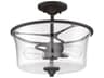 Craftmade Gwyneth 2-Light Flat Black Glass Drum Semi Flush Mount
