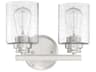 Craftmade Bolden 2-Light Brushed Polished Nickel Glass Vanity Light