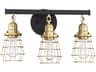 Craftmade Thatcher 3-Light Flat Black Satin Brass Vanity Light
