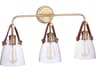 Craftmade Hagen 3-Light Vintage Brass Glass Vanity Light