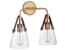 Craftmade Hagen 2-Light Vintage Brass Glass Wall Sconce