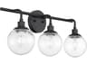 Craftmade Que 3-Light Flat Black Glass Vanity Light