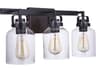 Craftmade Foxwood 3-Light Flat Black Dark Teak Glass Vanity Light