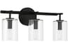 Craftmade Hailie 3-Light Flat Black Glass Vanity Light