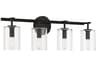 Craftmade Hailie 4-Light Flat Black Glass Vanity Light